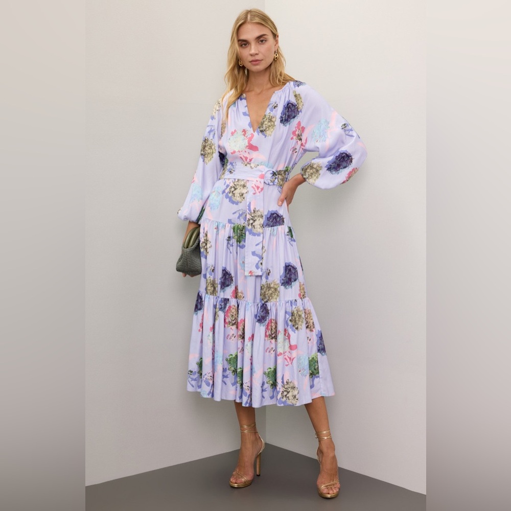 Prabal Gurung Hydrangeas printed tiered dress‎  size 2